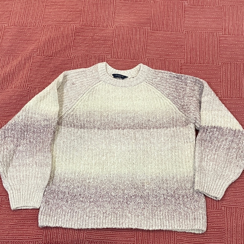 Denver Hayes Women's large Cream and lilac / light mauve  Gradient knit Sweater